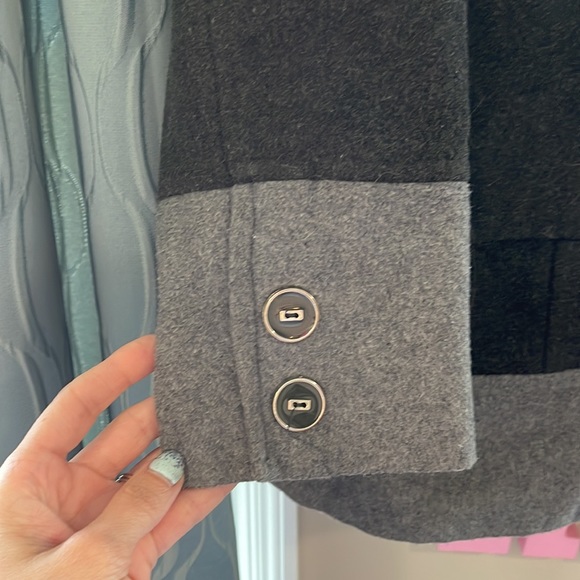 Pim Kie Two-toned Double Breasted Pea jacket coat Gray size Small - Picture 2 of 4